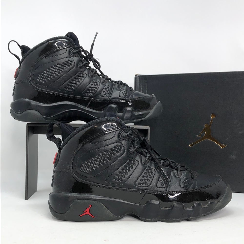 Air Jordan 9 Retro BG Patent Bred 302359-014 Youth Sneakers - Size 6.5Y